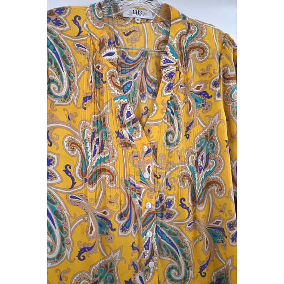 Tibi‎ Multi Yellow Floral Silk Tomato Fairy Shift Dress 4 Ruffle Sleeve Mended - Picture 3 of 16